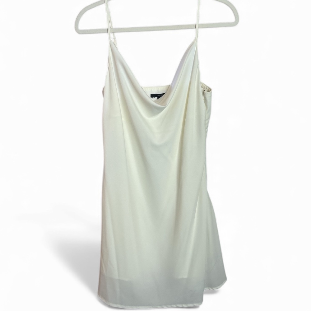 FOREVER 21 White Mini Slip Dress Size Large Adjustable Spaghetti Straps
